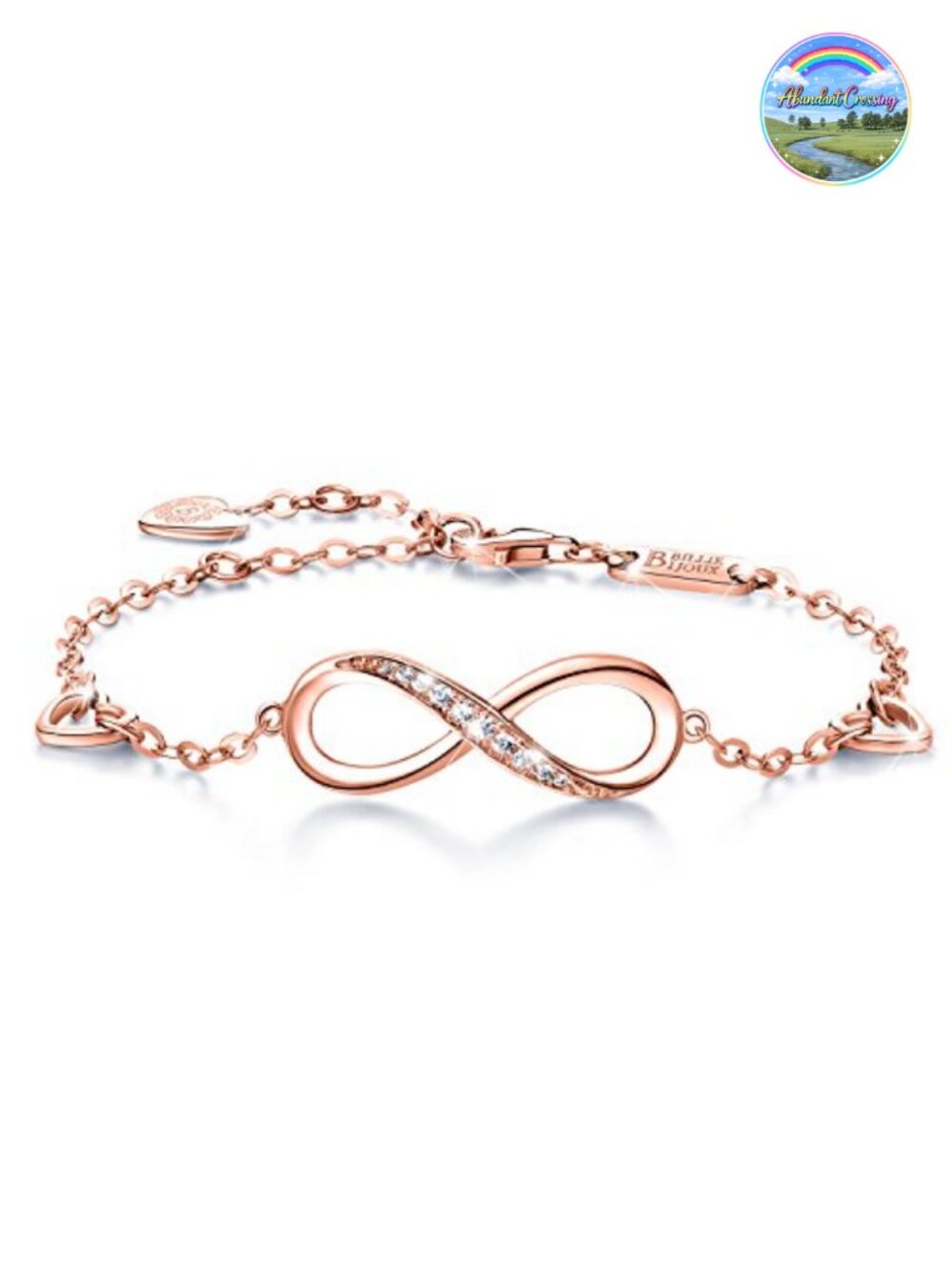 925 Sterling Silver Infinity Symbol Link Bracelet with Cubic Zirconia,